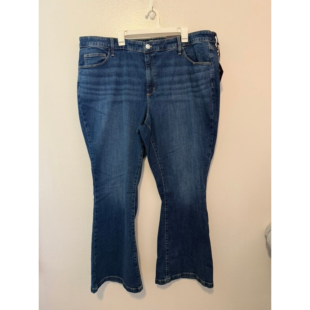 Ava & Viv Womens High-Rise Flare Jeans Dark Wash Tummy Control Size 26